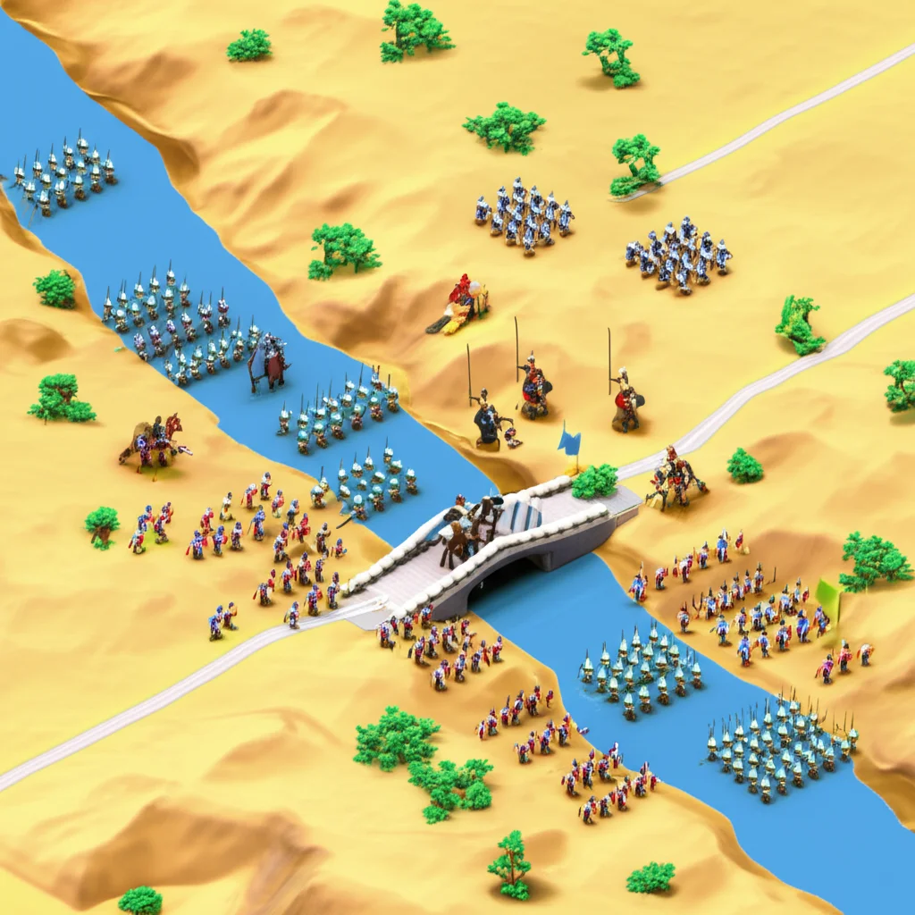 Historical artwork depicting the Battle of Battle of the Zab