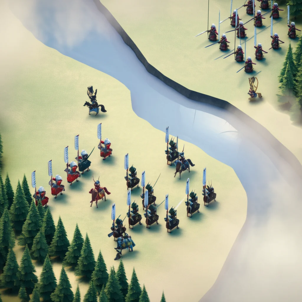 Historical artwork depicting the Battle of Battle of Kawanakajima