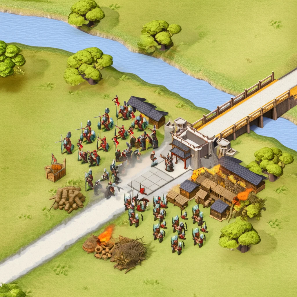 Historical artwork depicting the Battle of Battle of Guandu