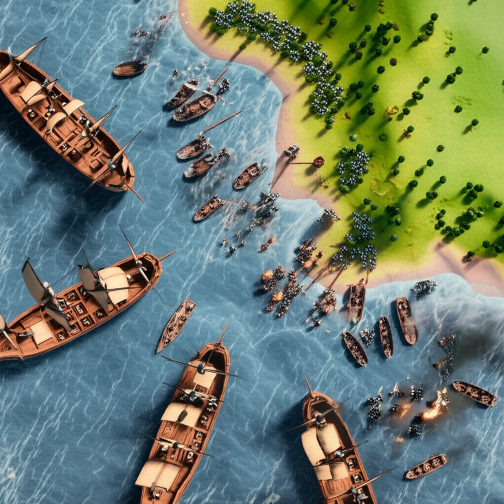 Historical artwork depicting the Battle of Spanish Armada