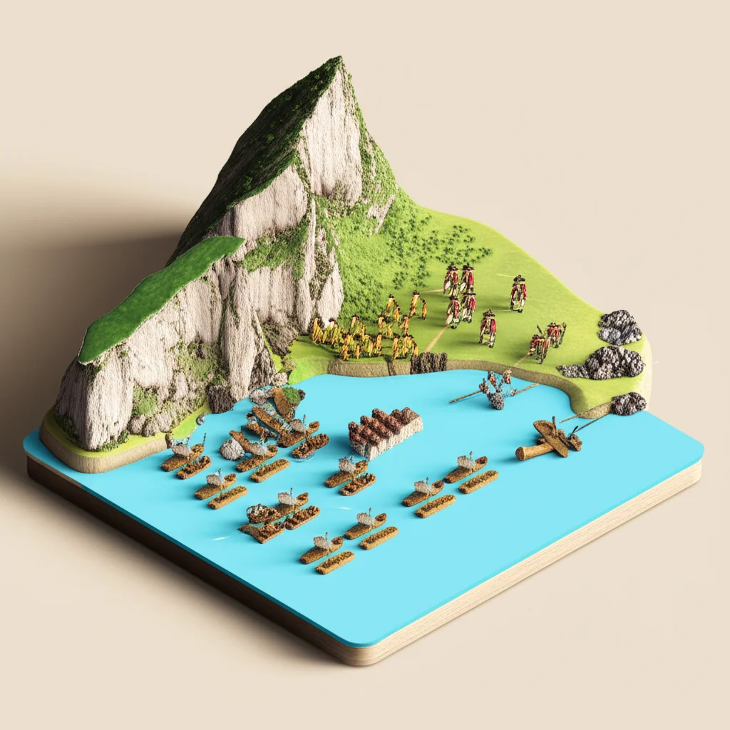 Historical artwork depicting the Battle of Siege of Gibraltar