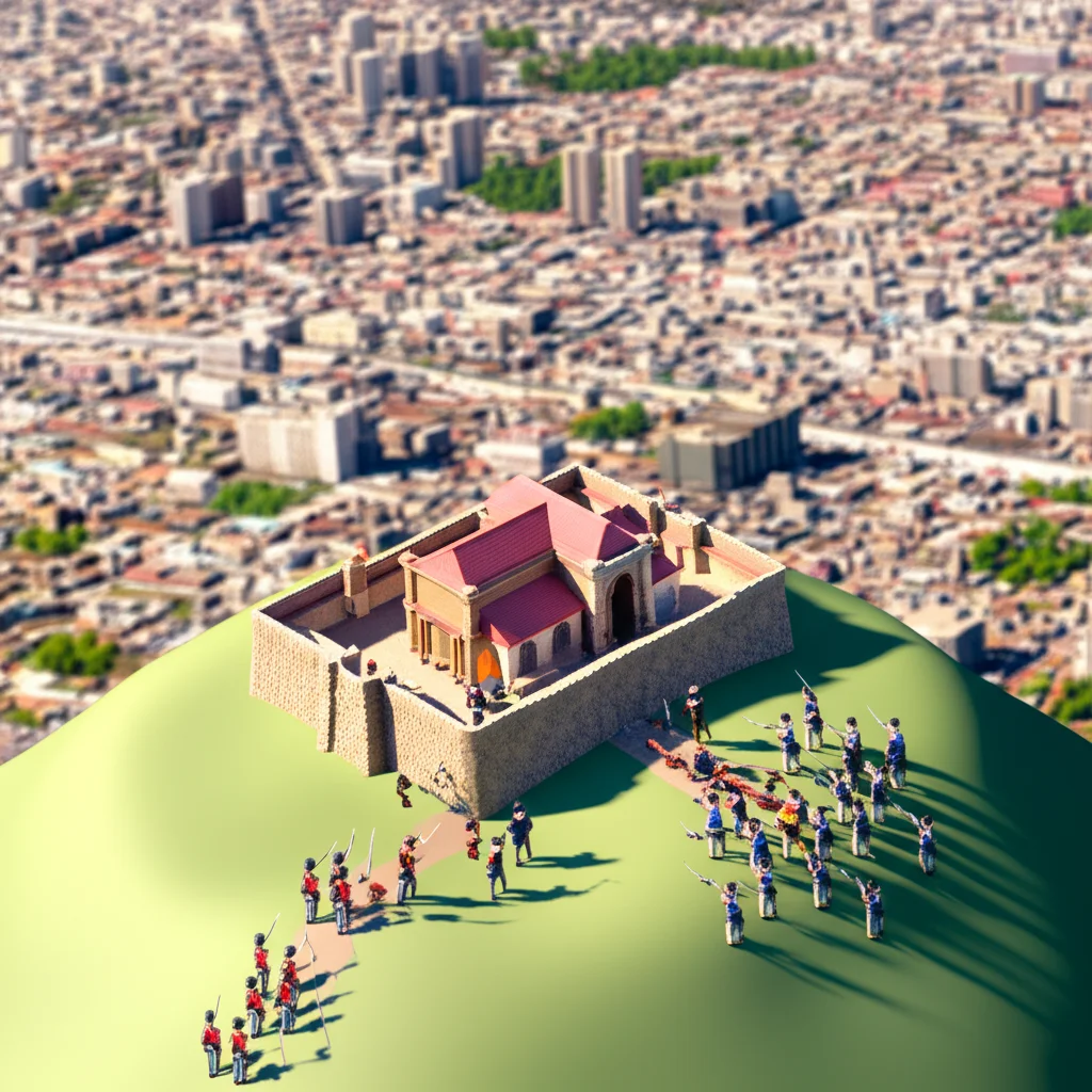 Historical artwork depicting the Battle of Battle of Chapultepec