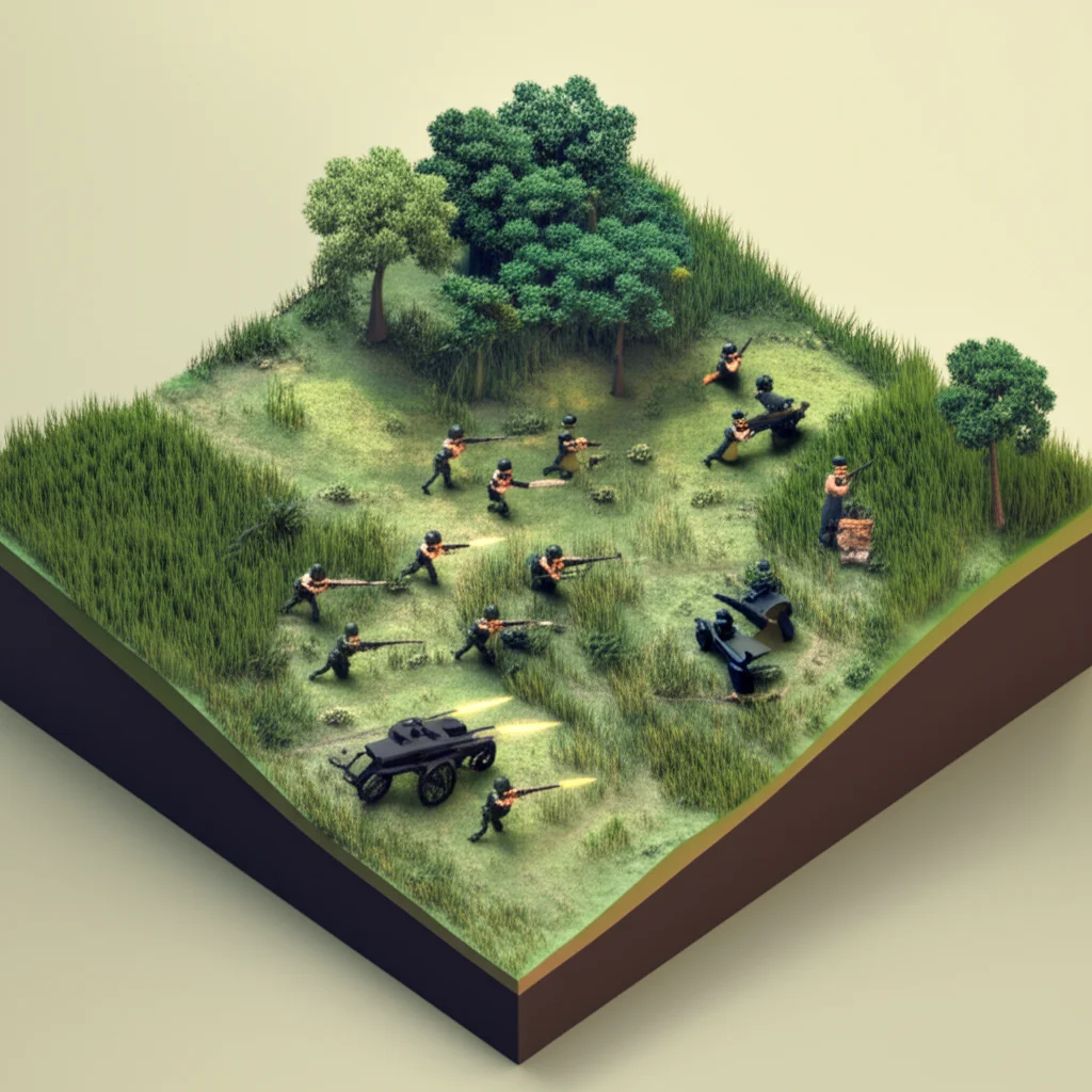 Historical artwork depicting the Battle of Battle of Ia Drang