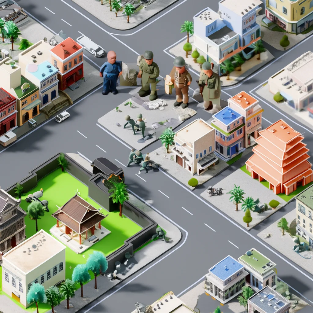 Historical artwork depicting the Battle of Tet Offensive