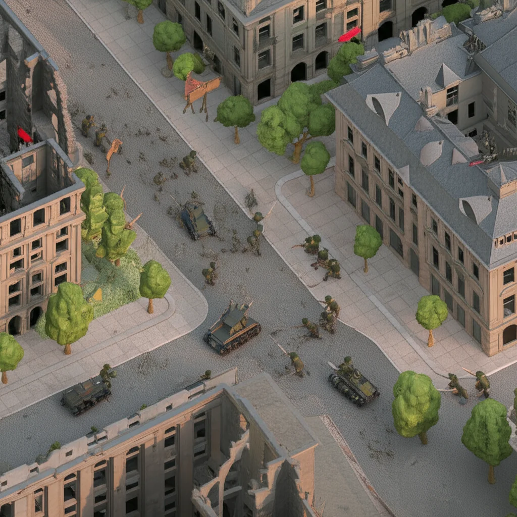 Historical artwork depicting the Battle of Battle of Berlin