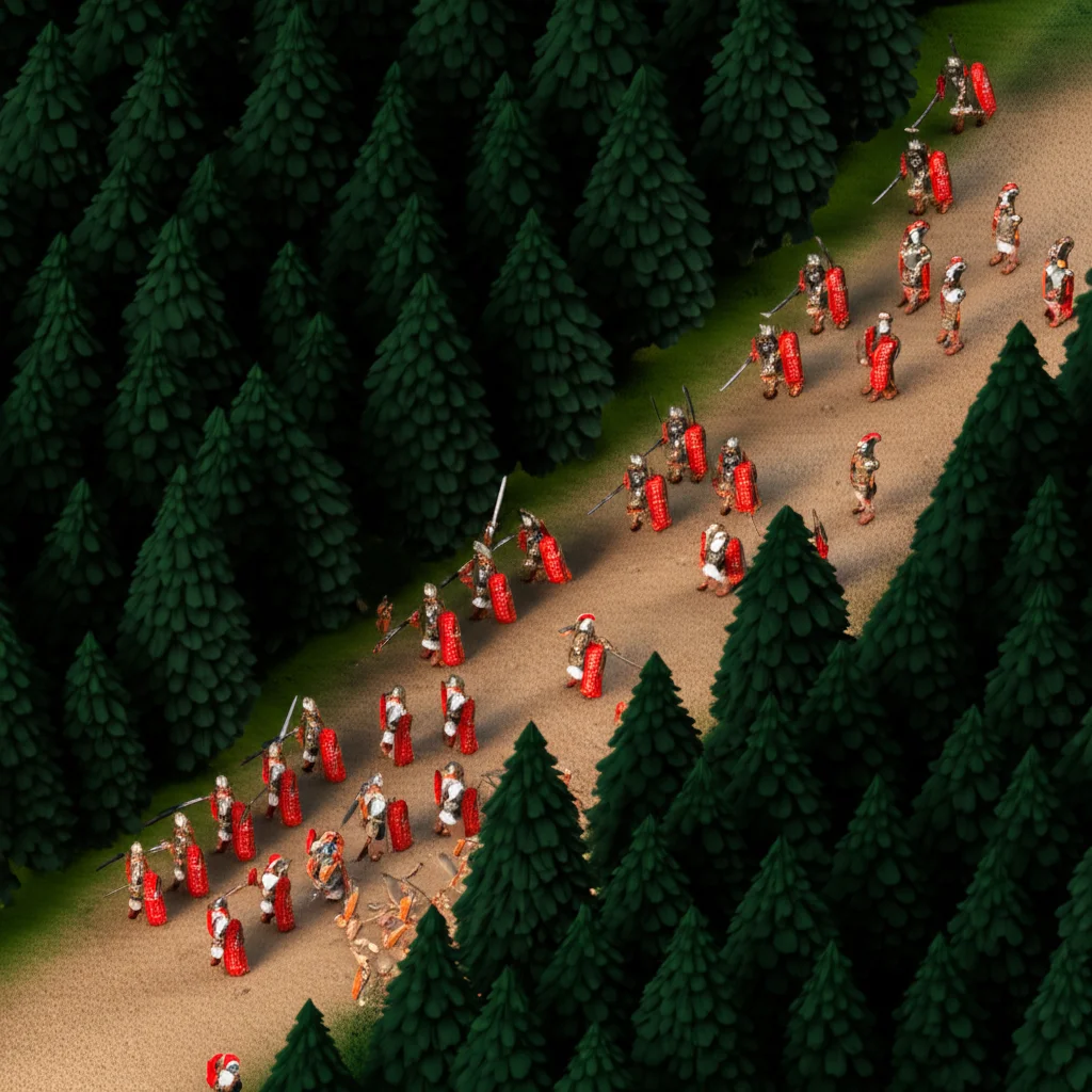 Historical artwork depicting the Battle of Battle of Teutoburg Forest