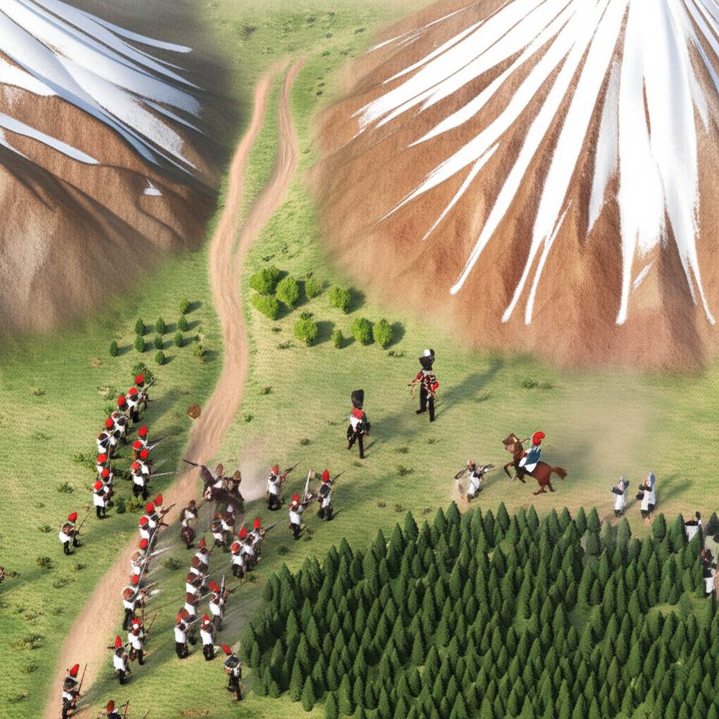 Historical artwork depicting the Battle of Battle of Chacabuco