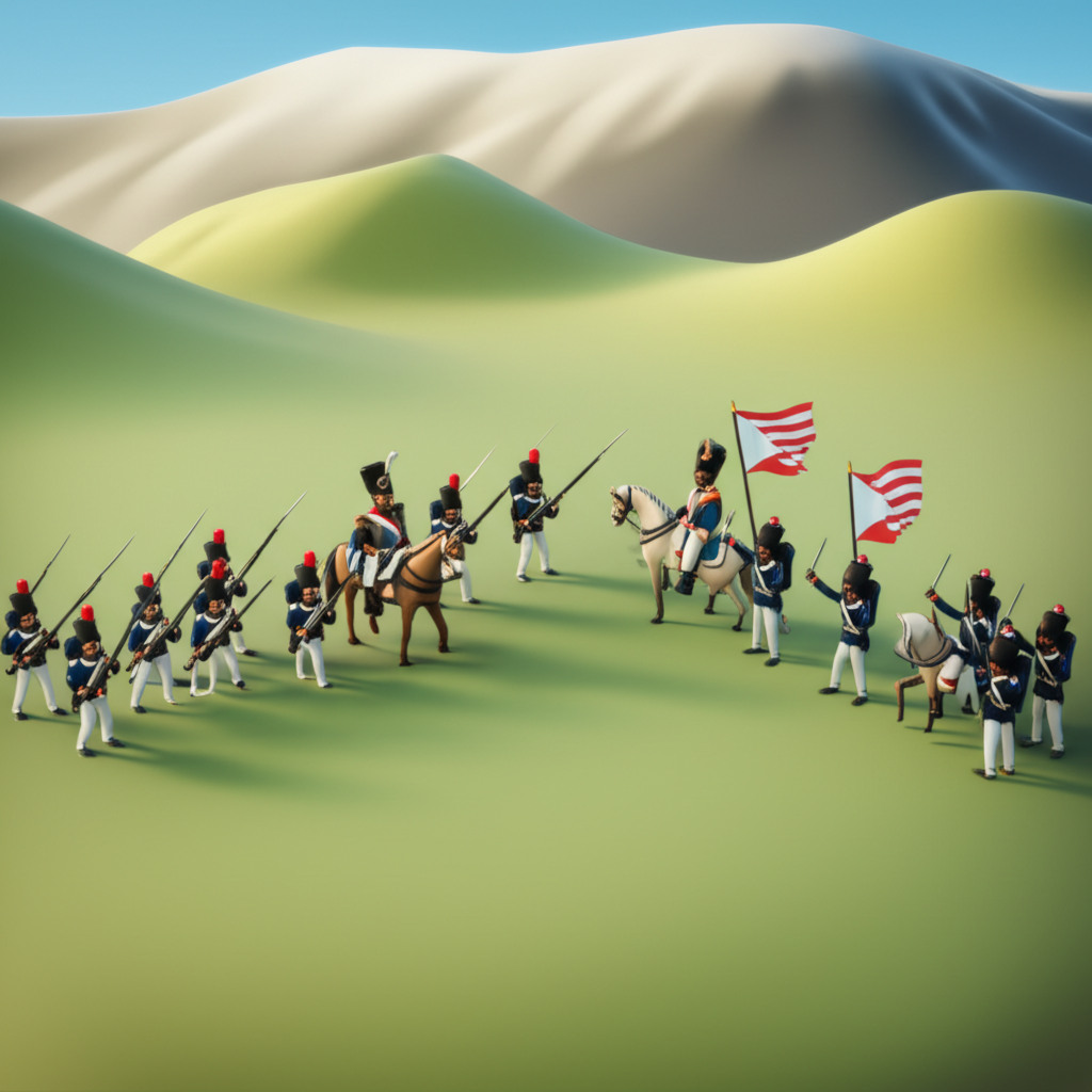 Historical artwork depicting the Battle of Battle of Maipu