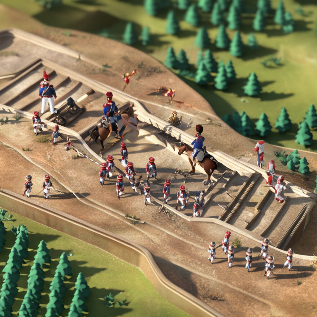 Historical artwork depicting the Battle of Battle of Puebla