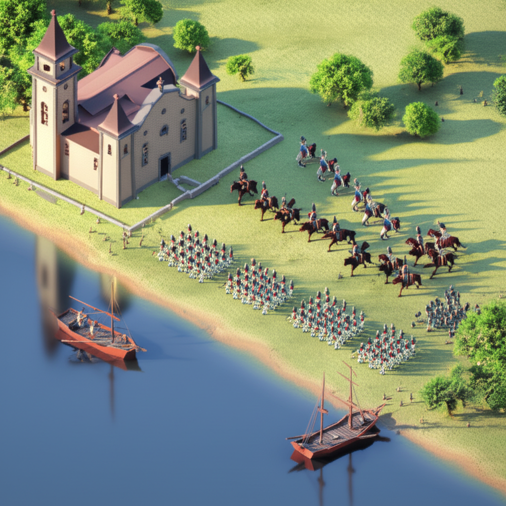 Historical artwork depicting the Battle of Battle of San Lorenzo