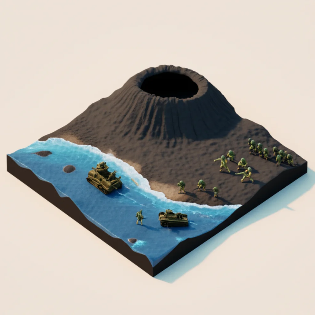 Historical artwork depicting the Battle of Battle of Iwo Jima