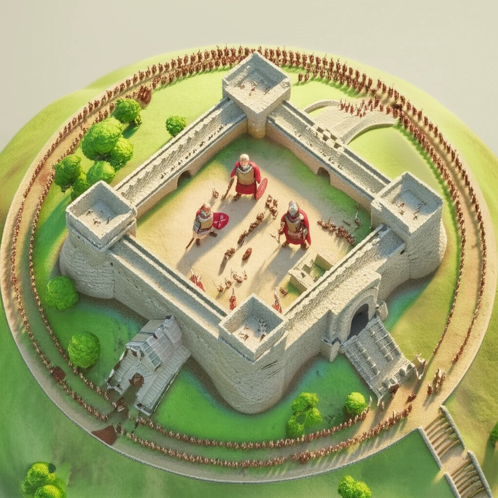 Historical artwork depicting the Battle of Battle of Alesia