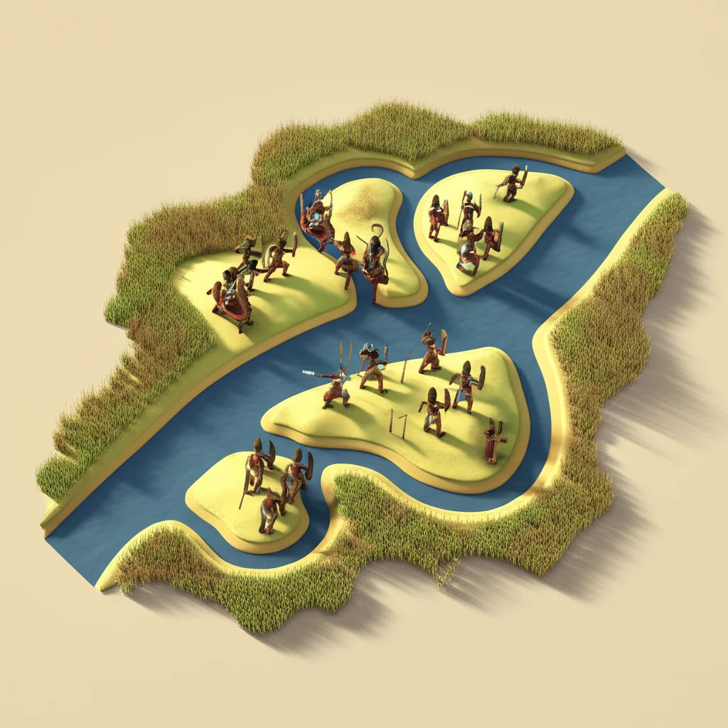 Historical artwork depicting the Battle of Battle of the Delta