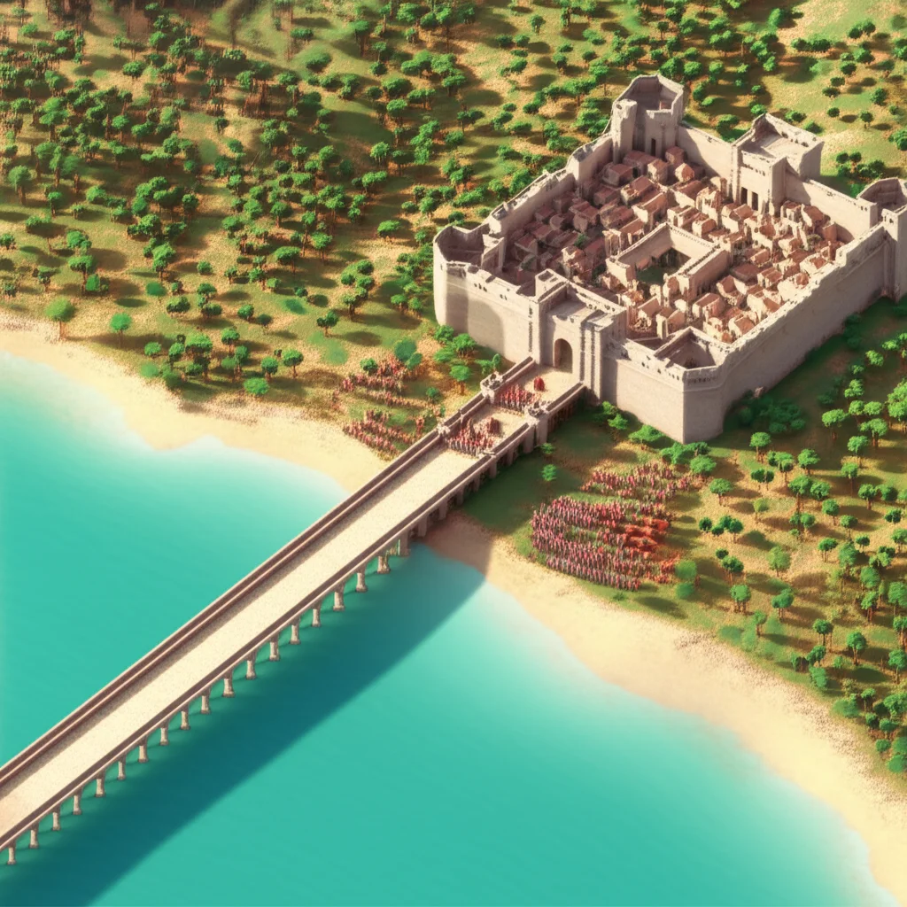 Historical artwork depicting the Battle of Siege of Tyre