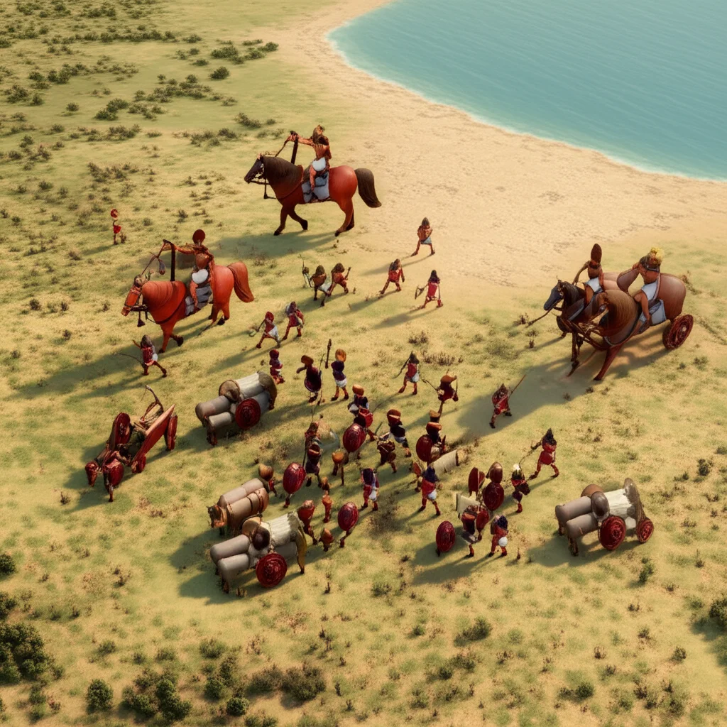 Historical artwork depicting the Battle of Battle of Djahy