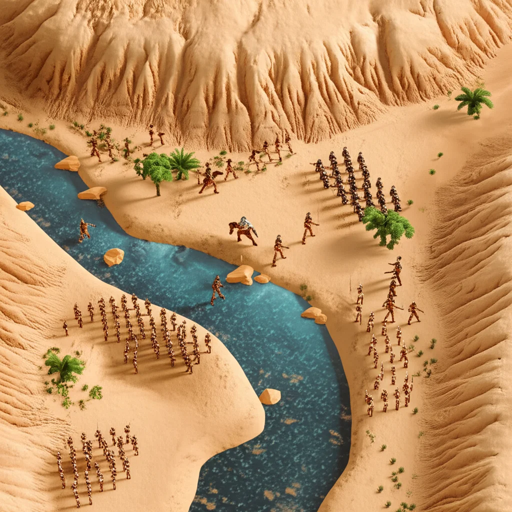Historical artwork depicting the Battle of Nubian Campaign of Thutmose I