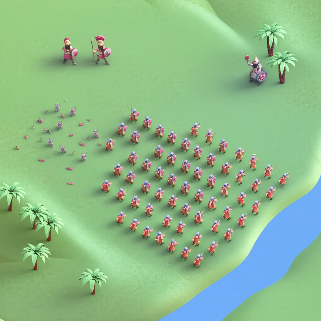 Historical artwork depicting the Battle of Battle of Halule