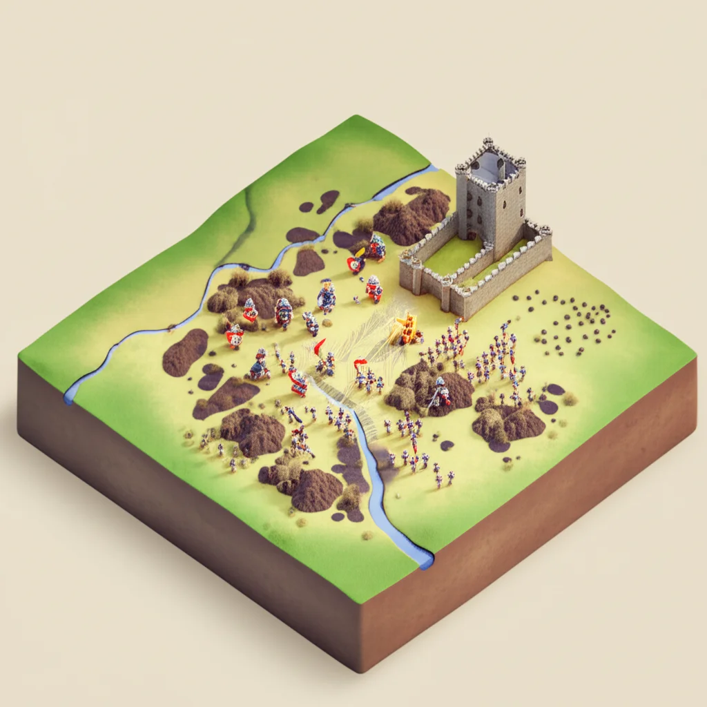 Historical artwork depicting the Battle of Battle of Bannockburn