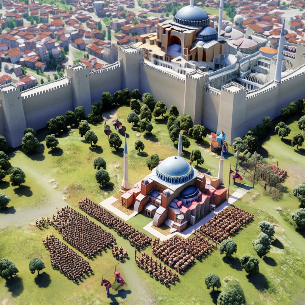 Historical artwork depicting the Battle of Siege of Constantinople