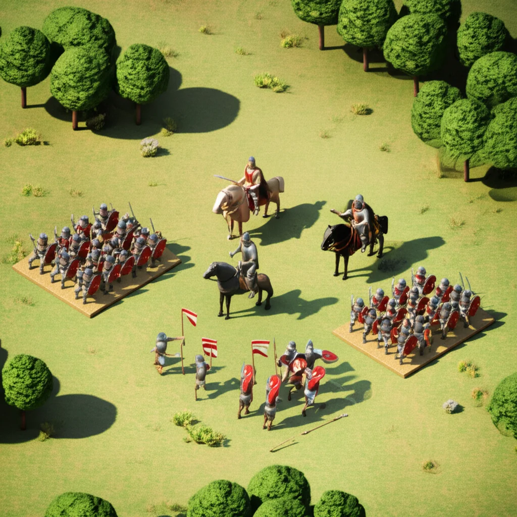 Historical artwork depicting the Battle of Battle of Legnano