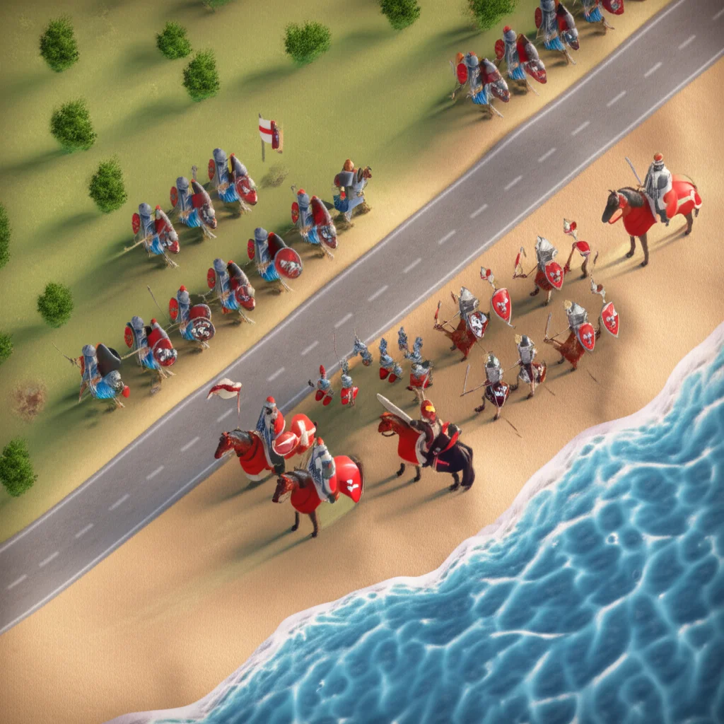 Historical artwork depicting the Battle of Battle of Arsuf