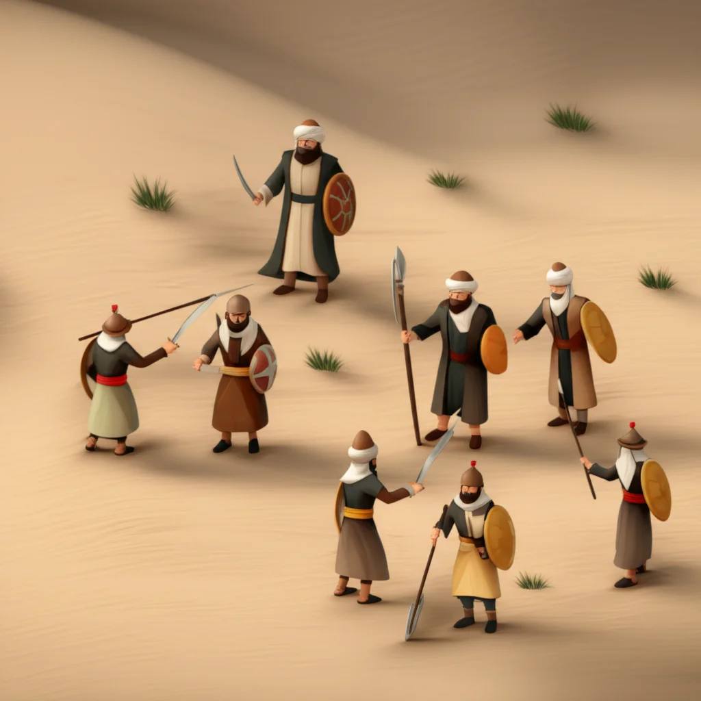 Historical artwork depicting the Battle of Battle of Badr